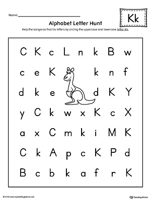 alphabet letter hunt letter k worksheet myteachingstation com