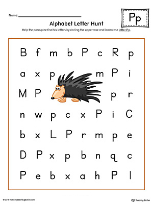Alphabet Letter Hunt: Letter P Worksheet (Color)