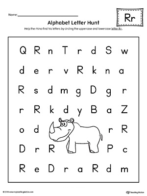 Alphabet Letter Hunt: Letter R Worksheet