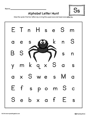 Alphabet Letter Hunt: Letter S Worksheet (Color)