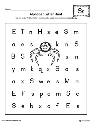 Alphabet Letter Hunt: Letter S Worksheet