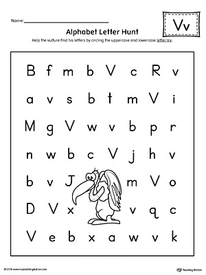 Alphabet Letter Hunt: Letter V Worksheet | MyTeachingStation.com