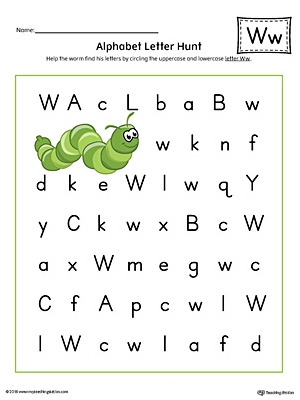 Alphabet Letter Hunt: Letter W Worksheet (Color)