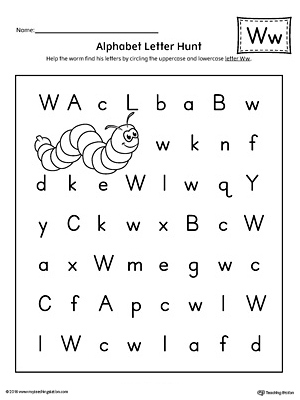 Alphabet Letter Hunt: Letter W Worksheet