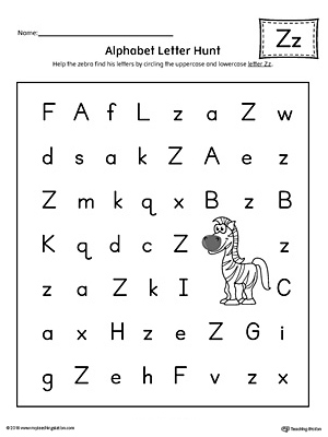 Alphabet Letter Hunt Letter Z Worksheet - Alphabet Worksheets For Kindergarten A To Z