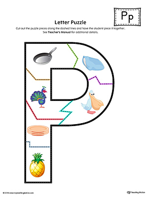 Letter P Puzzle Printable (Color)