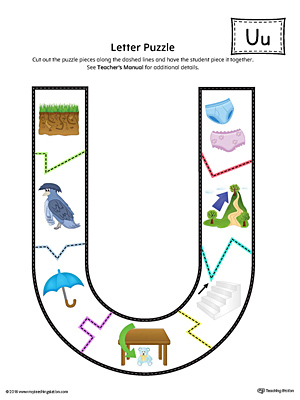 Letter U Puzzle Printable (Color)