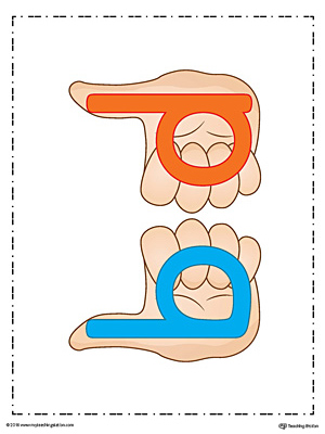 B-D Lowercase Letter Reversal Poster Using Thumbs Up Hands