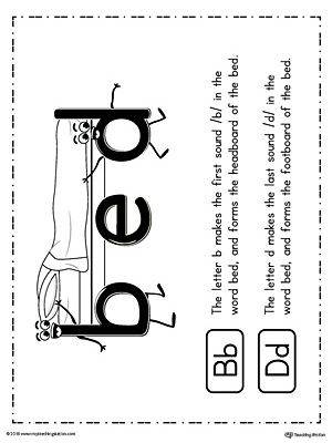 b-d Letter Reversal Teaching Poster Using the Word Bed