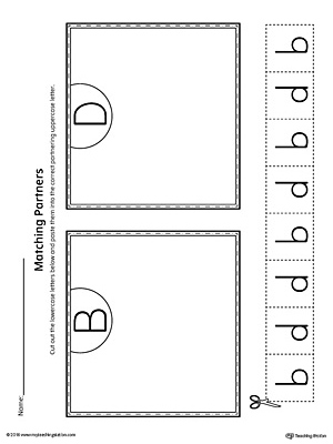 b-d Lowercase Letter Reversal Worksheet by Matching to Uppercase Partner Letter