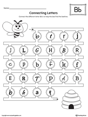 Finding and Connecting Letters: Letter B Worksheet