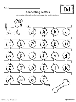 Finding and Connecting Letters: Letter D Worksheet