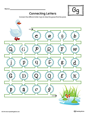 This kindergarten worksheet helps students find and connect letters to practice identifying the different letter G styles.