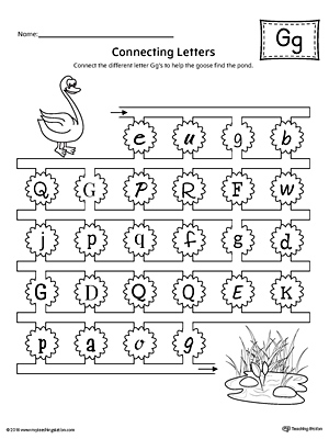 Finding and Connecting Letters: Letter G Worksheet