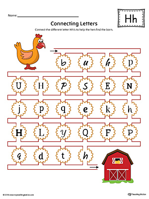 Finding and Connecting Letters: Letter H Worksheet (Color)