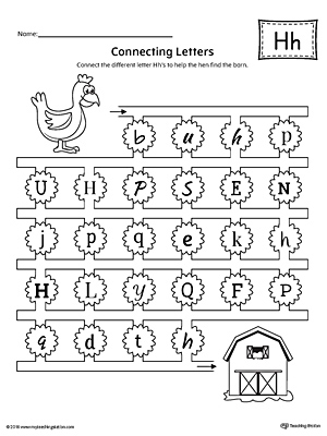 Finding and Connecting Letters: Letter H Worksheet
