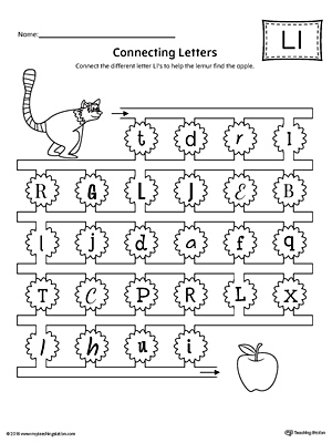 Finding and Connecting Letters: Letter L Worksheet