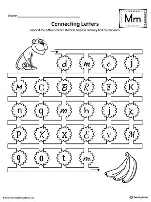 Finding and Connecting Letters: Letter M Worksheet