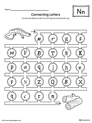 Finding and Connecting Letters: Letter N Worksheet