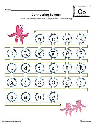 Finding and Connecting Letters: Letter O Worksheet (Color)