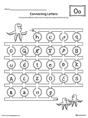 Finding and Connecting Letters: Letter O Worksheet