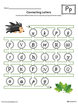 Finding and Connecting Letters: Letter P Worksheet (Color)