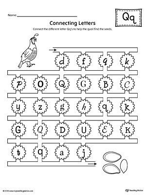 Finding and Connecting Letters: Letter Q Worksheet