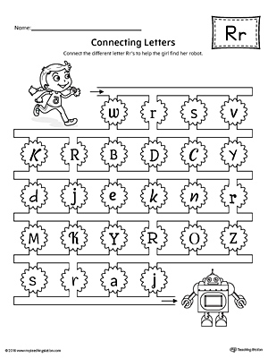 Finding and Connecting Letters: Letter R Worksheet