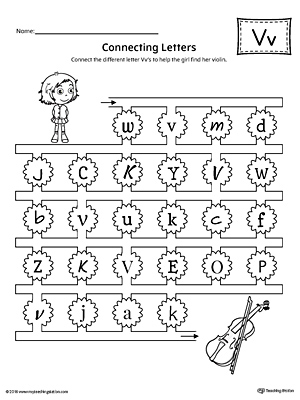 Finding and Connecting Letters: Letter V Worksheet