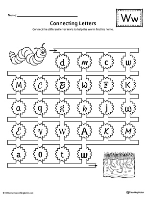 Finding and Connecting Letters: Letter W Worksheet