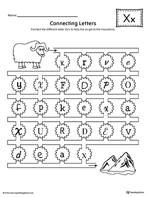 Finding and Connecting Letters: Letter X Worksheet