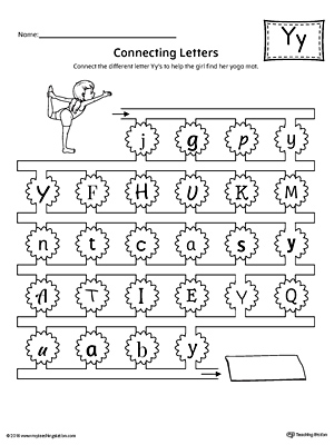Finding and Connecting Letters: Letter Y Worksheet