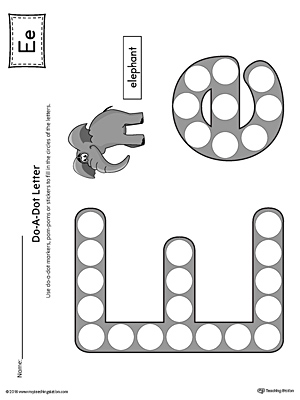 Letter E Do-A-Dot Worksheet (Color)