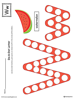 Letter W Do-A-Dot Worksheet (Color)