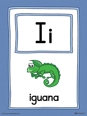 Letter I Large Alphabet Picture Card Printable (Color)