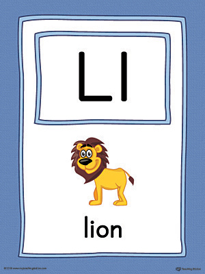 Letter L Large Alphabet Picture Card Printable (Color)