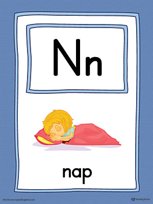 Letter N Large Alphabet Picture Card Printable (Color)