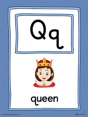 Letter Q Large Alphabet Picture Card Printable (Color)