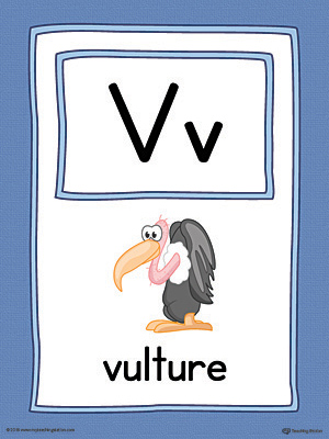 Letter V Large Alphabet Picture Card Printable (Color)