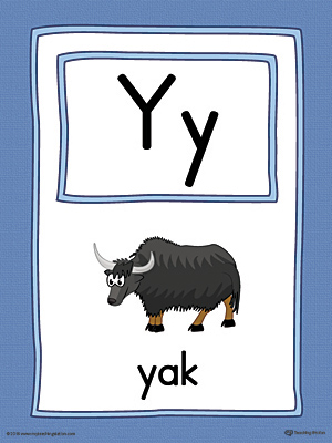 Letter Y Large Alphabet Picture Card Printable (Color)