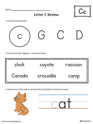 Learning the Letter C printable worksheet is packed with activities for students to learn all about the letter C.