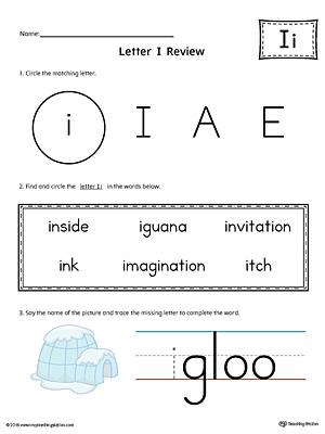 Learning the Letter I Worksheet (Color)