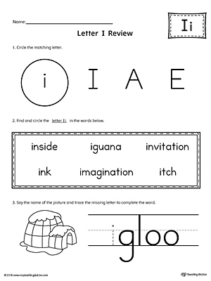 Learning the Letter I Worksheet