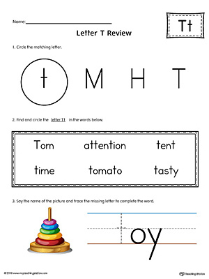 Learning the Letter T Worksheet (Color)