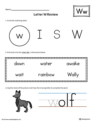 Learning the Letter W Worksheet (Color)