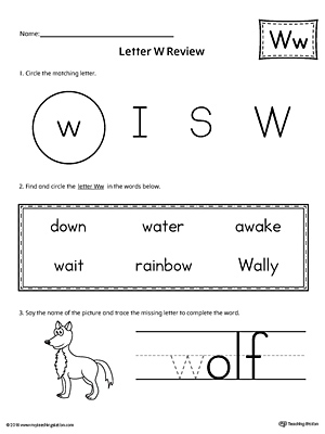 Learning the Letter W Worksheet