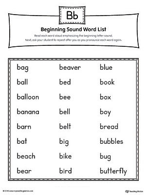 Beginning Sound Letter B Word Wall - Have Fun Teaching