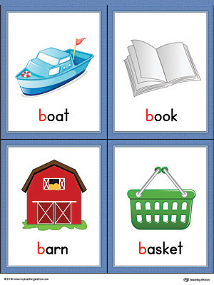 *FREE* Letter B Words and Pictures Printable Cards: Boat, Book, Barn ...