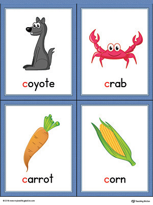 Say and Trace: Letter C Beginning Sound Words Worksheet (Color