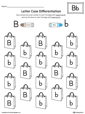 letter case recognition worksheet letter b